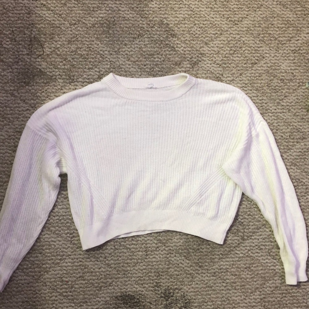 white cropped sweater